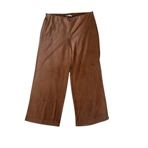 John Paul Richard XL Brown Faux Suede Cropped Wide Leg Pants Ankle Length